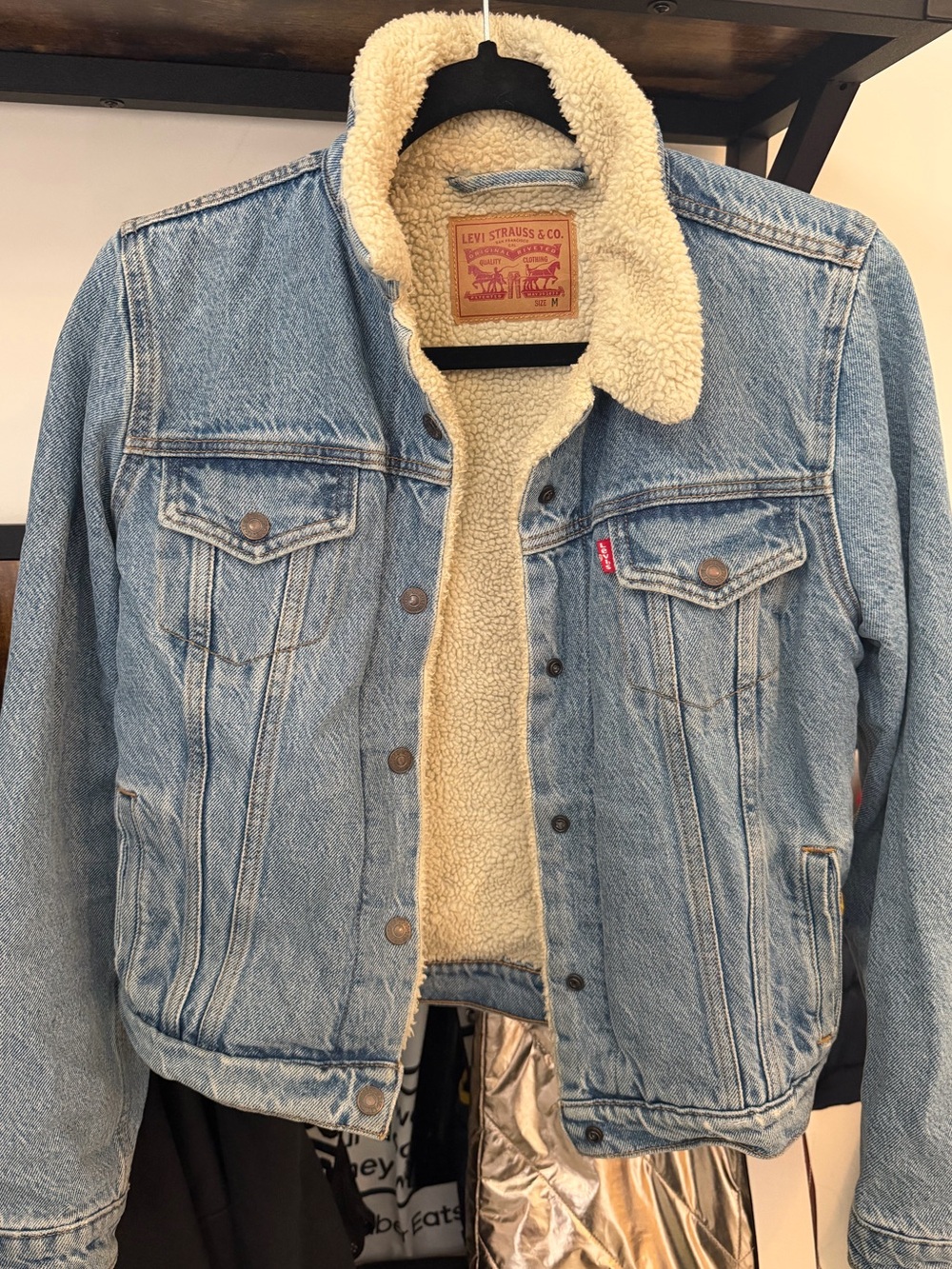 Levi's Men's Light Blue Denim Sherpa Jacket